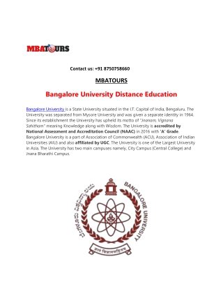 Bangalore University | Distance MBA colleges in Bangalore