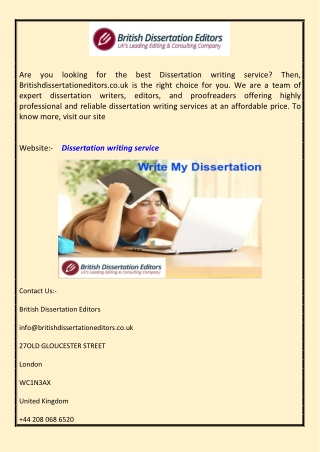 Best Dissertation Writing Service | British Dissertation Editors.co.uk