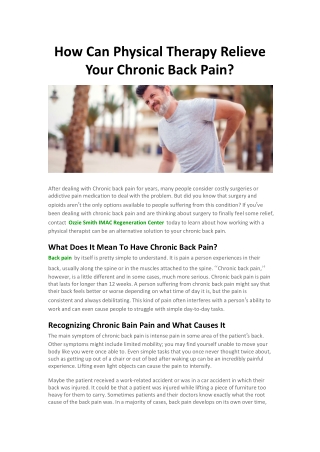 How Can Physical Therapy Relieve Your Chronic Back Pain?