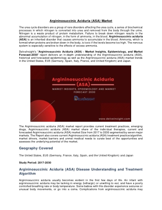 Argininosuccinic Aciduria (ASA) Market