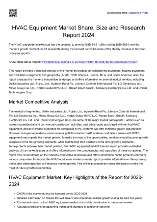 HVAC Equipment Market Latest Research and Trends 2024