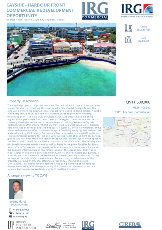 Buy CAYSIDE - HARBOUR FRONT COMMERCIAL REDEVELOPMENT OPPORTUNITY-408940 - IRG Cayman