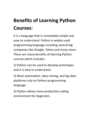 Benefits of Learning Python Courses: