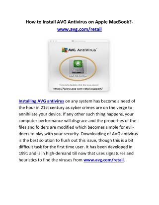 How to Install AVG Antivirus on Apple MacBook?- www.avg.com/retail
