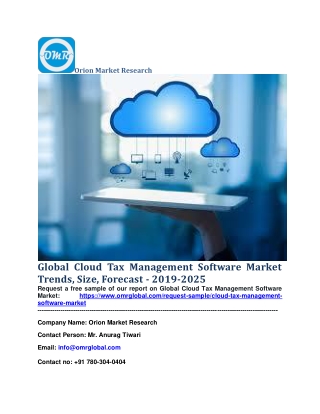 Global Cloud Tax Management Software Market Trends, Size, Forecast - 2019-2025