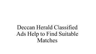 Deccan Herald Classified Ads Help to Find Suitable Matches