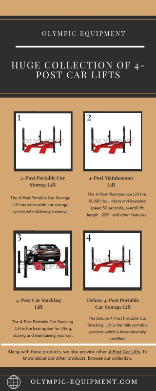 Huge Collection of 4-Post Car Lifts – Olympic Equipment