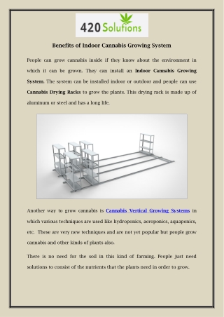 Benefits of Indoor Cannabis Growing System