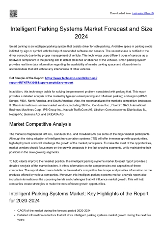 Intelligent Parking Systems Market Forecast and Demand 2024