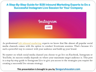 A Step-By-Step Guide for B2B Inbound Marketing Experts to Do a Successful Instagram Live Session for Your Company