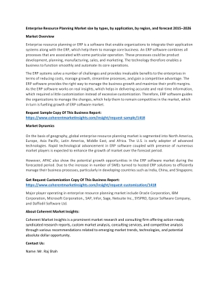 Enterprise Resource Planning Market size by types, by application, by region, and forecast 2015–2026