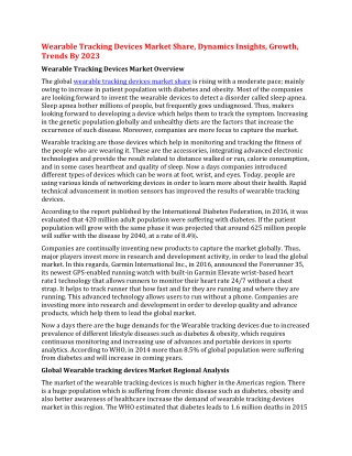 Wearable Tracking Devices Market Share, Dynamics Insights, Growth, Trends By 2023