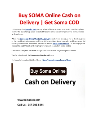 Buy SOMA Online Cash on Delivery | Get Soma COD