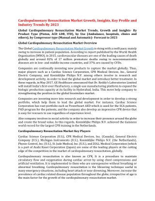 Cardiopulmonary resuscitation market growth, insights, key profile and industry trends by 2023