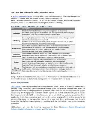Best Student Information System in 2020 - 360Quadrants