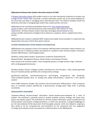 Best Student Information System in 2020 - 360Quadrants