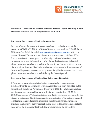 Instrument Transformers Market: Key Drivers and Restraints