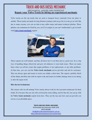 Repair your Volvo Truck by hiring an experienced mechanic