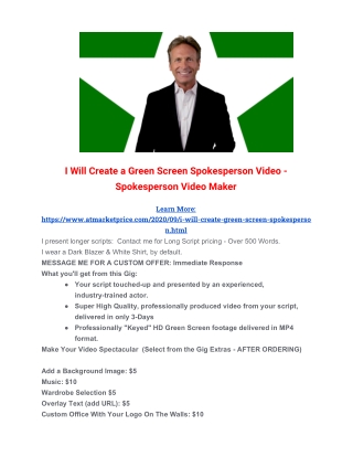 Create a Green Screen Spokesperson Video - Spokesman Video and Pro Video Talent