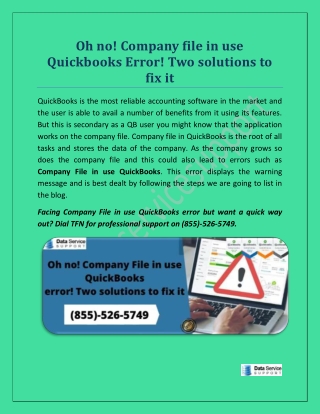 OH NO! COMPANY FILE IN USE QUICKBOOKS ERROR! TWO SOLUTIONS TO FIX IT