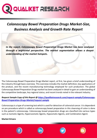 Colonoscopy Bowel Preparation Drugs Market Size and Growth Factors with COVID-19