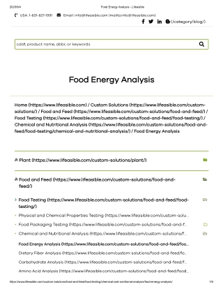 Food Energy Analysis