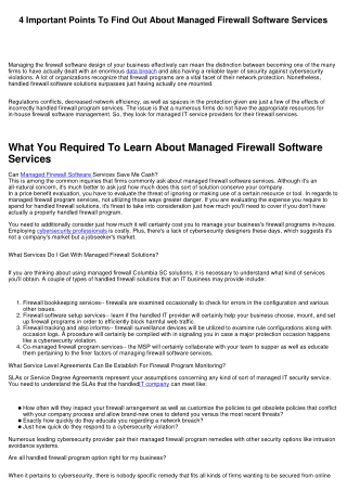 4 Necessary Things To Know About Managed Firewall Providers