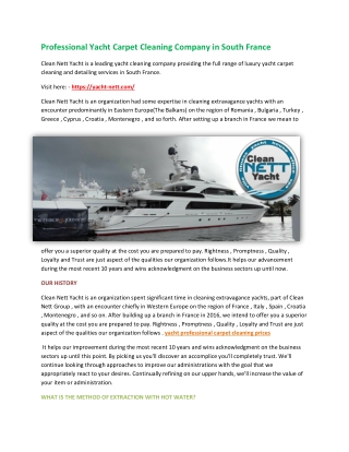 Professional Yacht Carpet Cleaning Company in South France