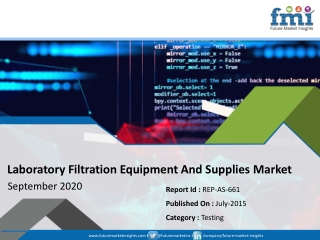 Laboratory Filtration Equipment And Supplies Market in Good Shape in 2020; COVID-19 to Affect Future Growth Trajectory