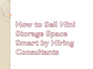 How to Sell Mini Storage Space Smart by Hiring Consultants