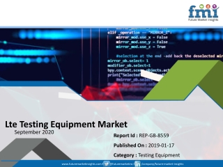 Demand for Lte Testing Equipment to Experience a Significant Dip in 2020, Influenced by COVID-19 Pandemic