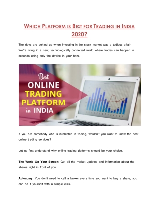 In 2020 Which Online Platform is Best for Trading in India? -Alankit.in