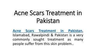 Acne Scars Treatment in Pakistan