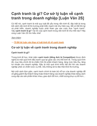 Cạnh tranh là gì? Cơ sở lý luận về cạnh tranh trong doanh nghiệp [Luận Văn 2S]