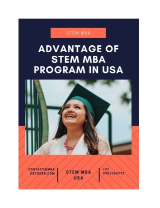 Advantage of STEM MBA programs in United States America USA