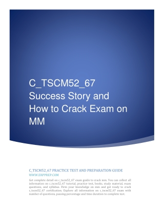 C_TSCM52_67 Success Story and How to Crack Exam on MM