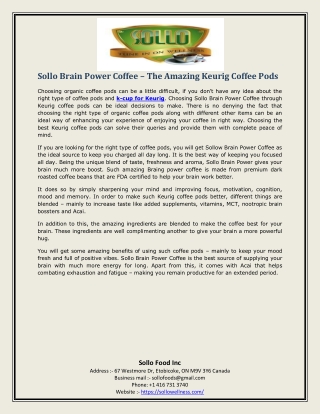 Sollo Brain Power Coffee – The Amazing Keurig Coffee Pods