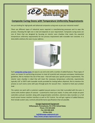 Composite Curing Ovens with Temperature Uniformity Requirements