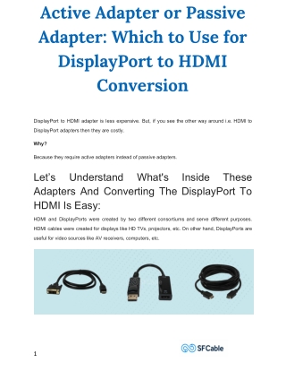 Active Adapter or Passive Adapter: DisplayPort to HDMI Conversion