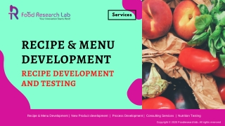 Restaurant Menu & Recipe Development services | Foodresearchlab