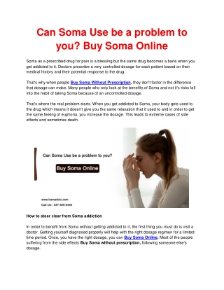 Can Soma Use be a problem to you? Buy Soma Online