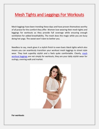 Mesh Tights and Leggings For Workouts
