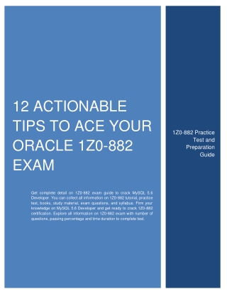 [2020] 12 Actionable Tips to Ace Your Oracle 1Z0-882 Exam