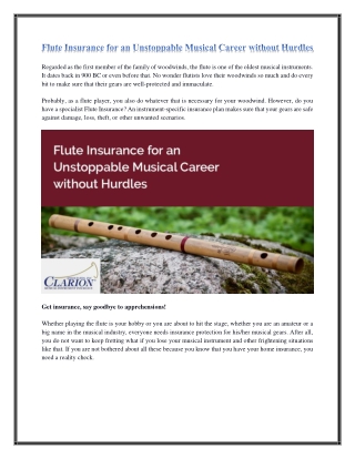 Flute insurance for an unstoppable musical career without hurdles