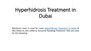 Hyperhidrosis Treatment in Dubai