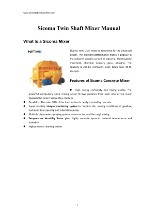 Sicoma Twin Shaft Mixer Manual