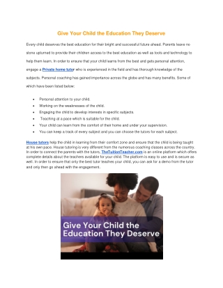 Give Your Child the Education They Deserve