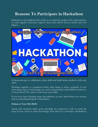 Reasons To Participate in Hackathon