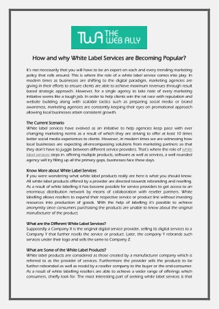 How and why White Label Services are Becoming Popular?