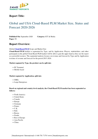 Cloud-Based PLM Market Size, Status and Forecast 2020-2026